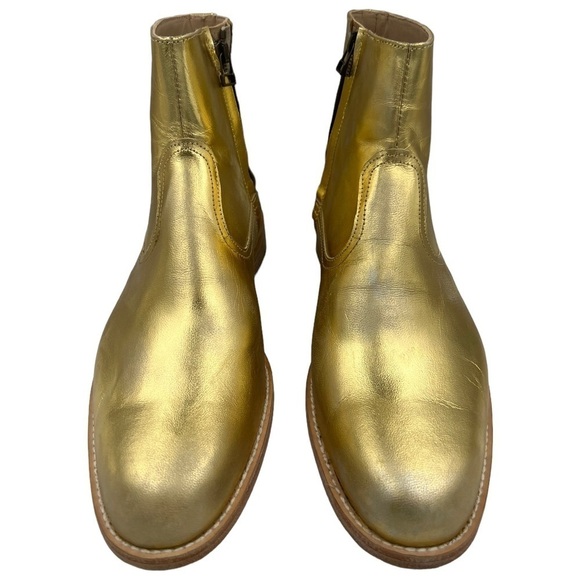NWOT George Esquivel Boswell Chelsea Boot Zip-Up Gold Leather 10.5 - Picture 3 of 13